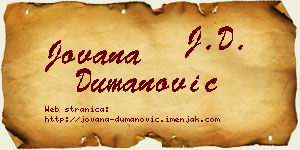 Jovana Dumanović vizit kartica